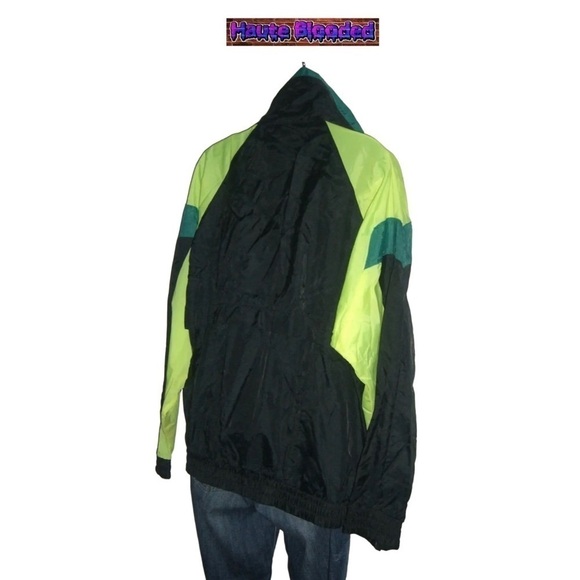 Vintage 90s Givenchy Active Sports Neon Yellow Windbreaker Retro Unisex Logo Ski - Picture 7 of 16